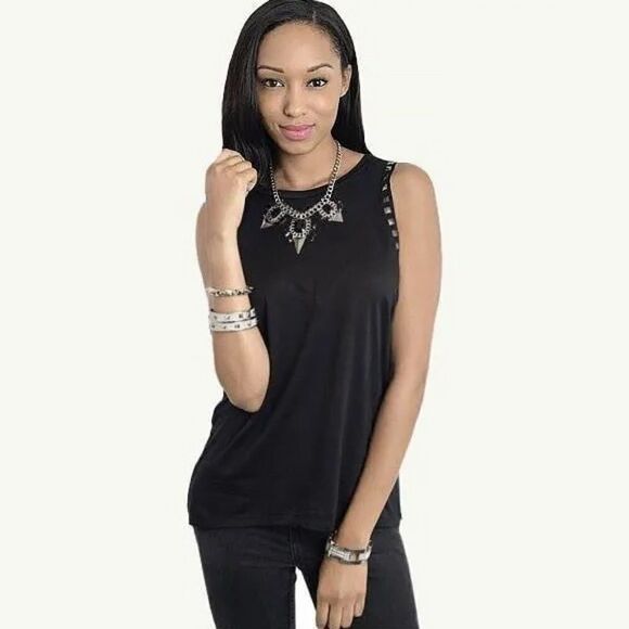 *Clearance* Rockulture rk7 Black Stud Top - Picture 2 of 3